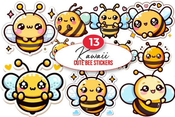 Download Kawaii Cute Bee Stickers Bundle - Premium Resources