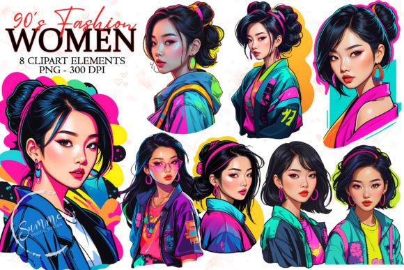 Download Women Neon 90s Fashion Stickers Clipart - Fashion stickers Collection