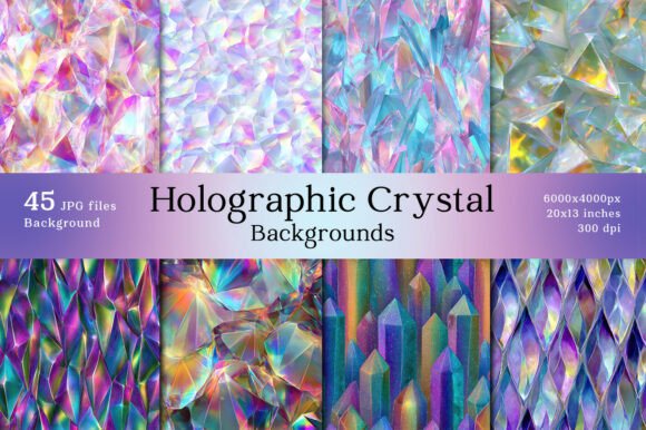 Download 27 Holographic Crystal Backgrounds - Graphic Collection