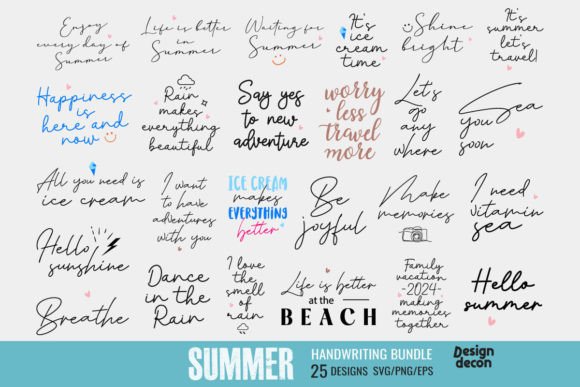 Download Summer Quotes Handwriting Bundle - Quotes Collection