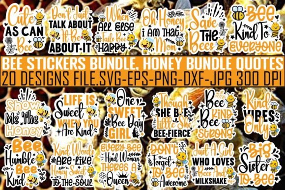 Download Bee Stickers Bundle, Honey Bundle Quotes - Premium Resources