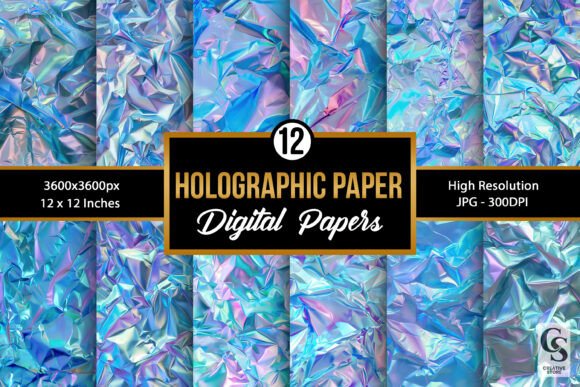 Download Crumpled Holographic Paper Backgrounds - Graphic Collection