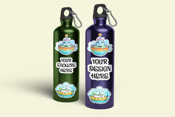 Download Realistic Water Bottle Sticker Mockup - Realistic Collection