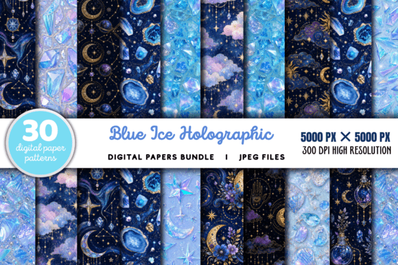 Download Blue Ice Holographic Digital Papers - Graphic Collection
