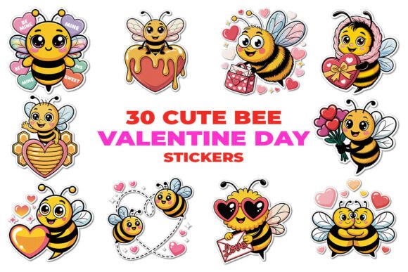 Download Valentine Day Cute Bee Stickers Clipart - Cute bee stickers Collection