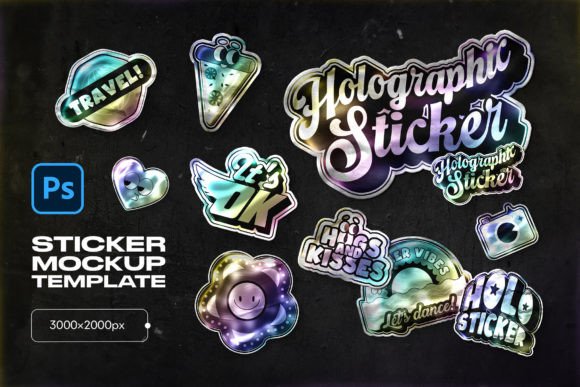 Download Holographic Sticker Mockup - Graphic Collection