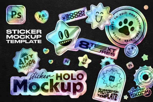 Download Holographic Sticker Mockup - Graphic Collection