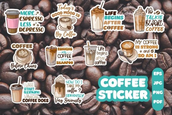 Download Bundle, Coffee Quotes Sticker Printable - Quotes Collection