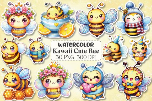 Download Kawaii Cute Bee Stickers Clipart - Premium Resources