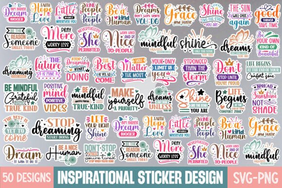 Download Inspirational Quotes Sticker Svg Bundle, - Quotes Collection