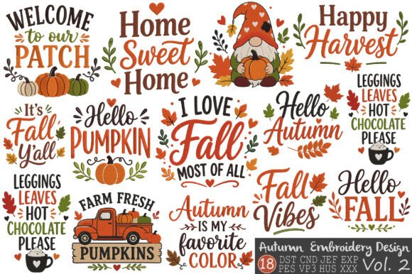 Download Autumn Quotes Embroidery Bundle Vol. 2 - Quotes Collection
