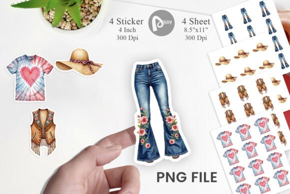 Download Retro 70s Boho Fashion Stickers - Fashion stickers Collection