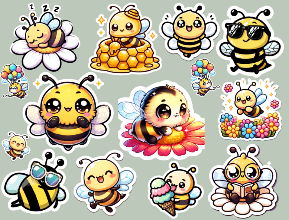 Download Kawaii Cute Bee Stickers - Cute bee stickers Collection