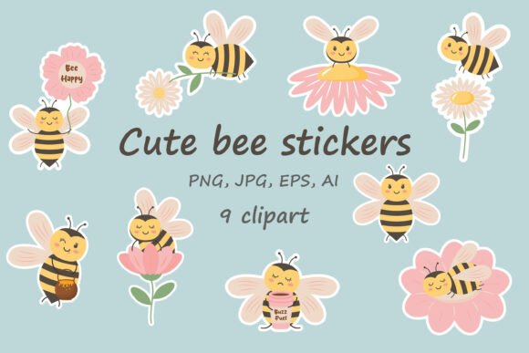 Download Cute Bee Stickers - Premium Resources